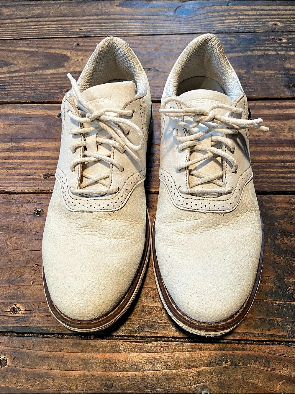 Thestron Professional Golf Shoes Men's White Lace-Up